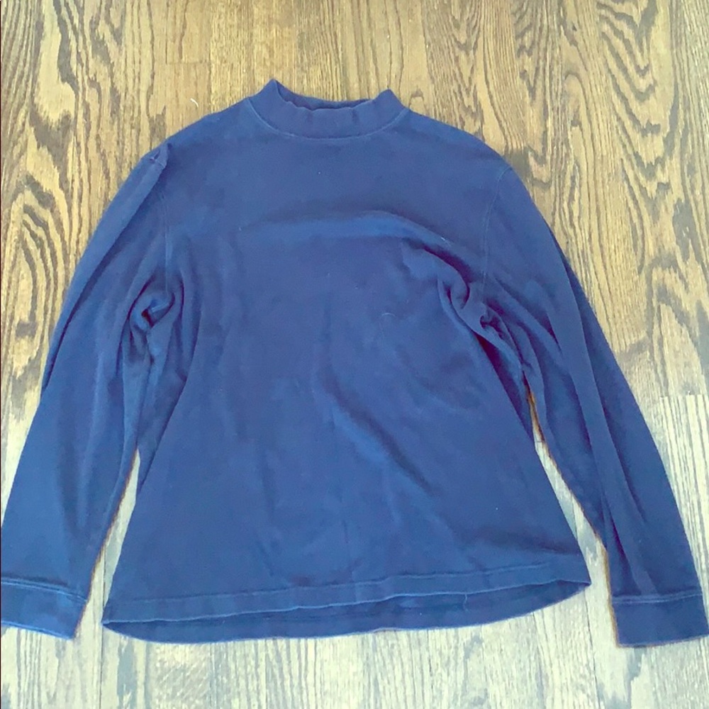 turtle neck long sleeve navy blue shirt